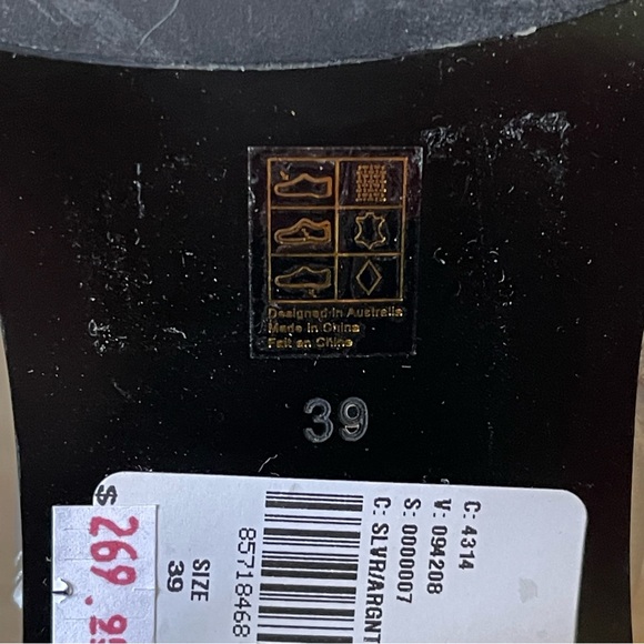 Anthropologie Caverley Oscar Metallic Silver Leather Slim Calf Tall Boot Size 39 - Picture 9 of 16